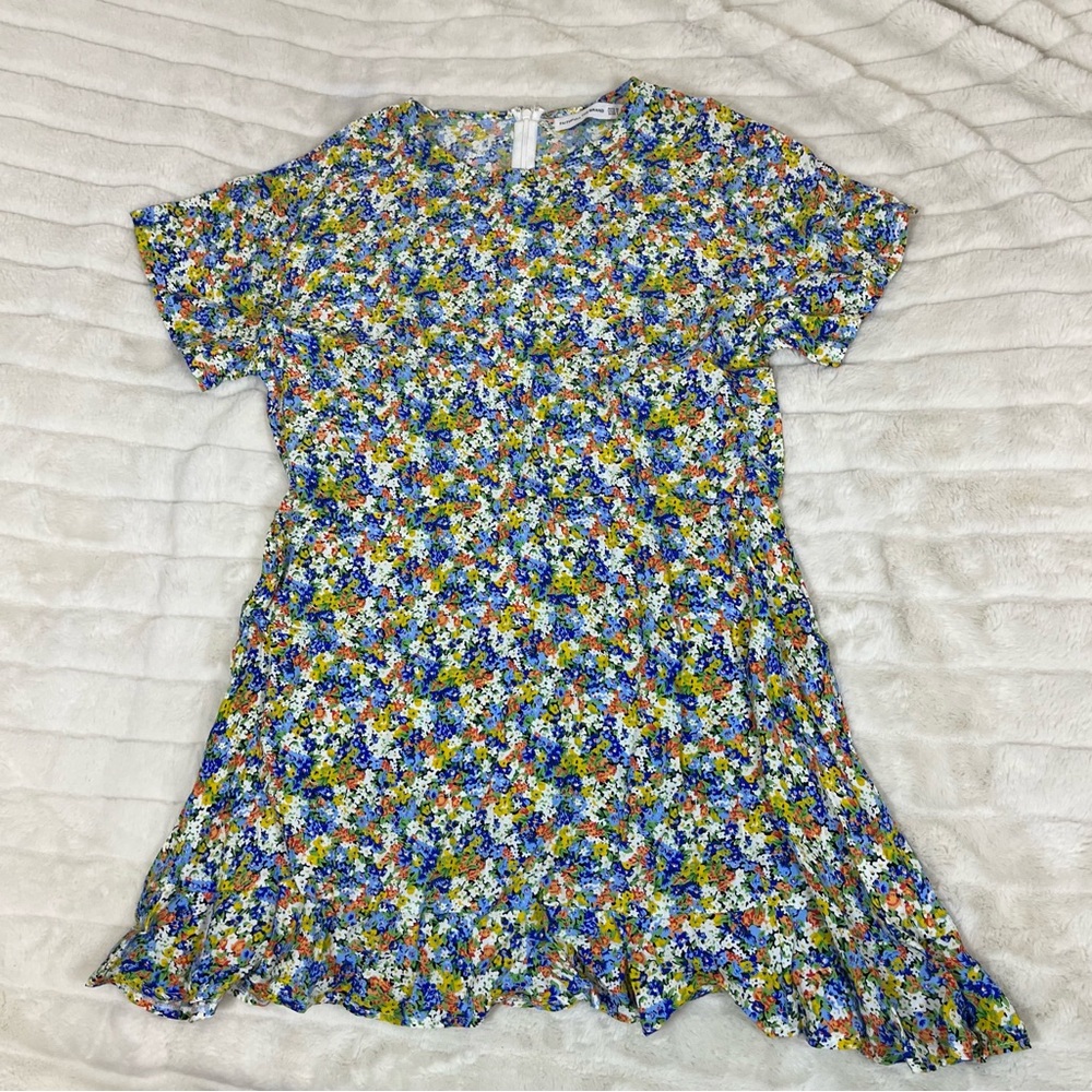 Faithfull the Brand 8 Blue Yellow Floral Aoring Summer Lightweight Mini Dress